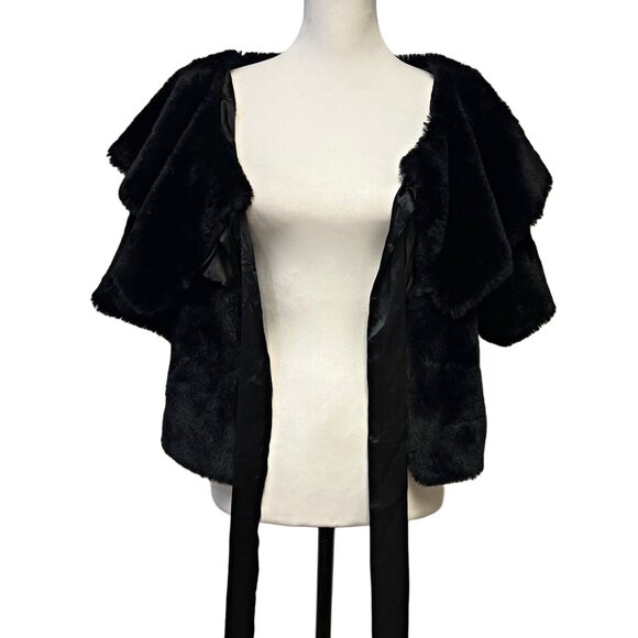 Haani Vintage Faux Fur Cape Bolero Mobster Wife Classic Crop  Jacket Holiday 1X - Picture 6 of 12